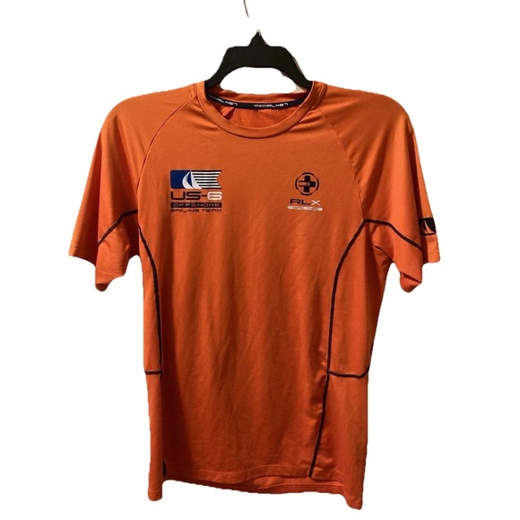 Ralph‎ Lauren RLX Offshore Sailing Team T-Shirt Orange Graphics Sz Small - Picture 1 of 6